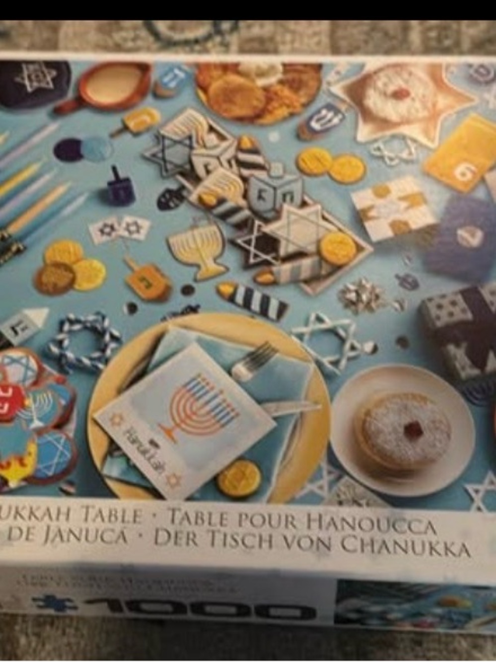 Hanukkah Table Puzzle - Blue Holiday Design